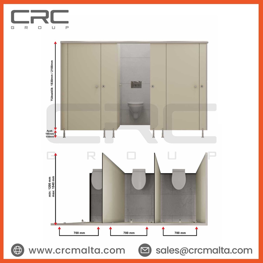 CRC WC Cubicle Partition Multisilver